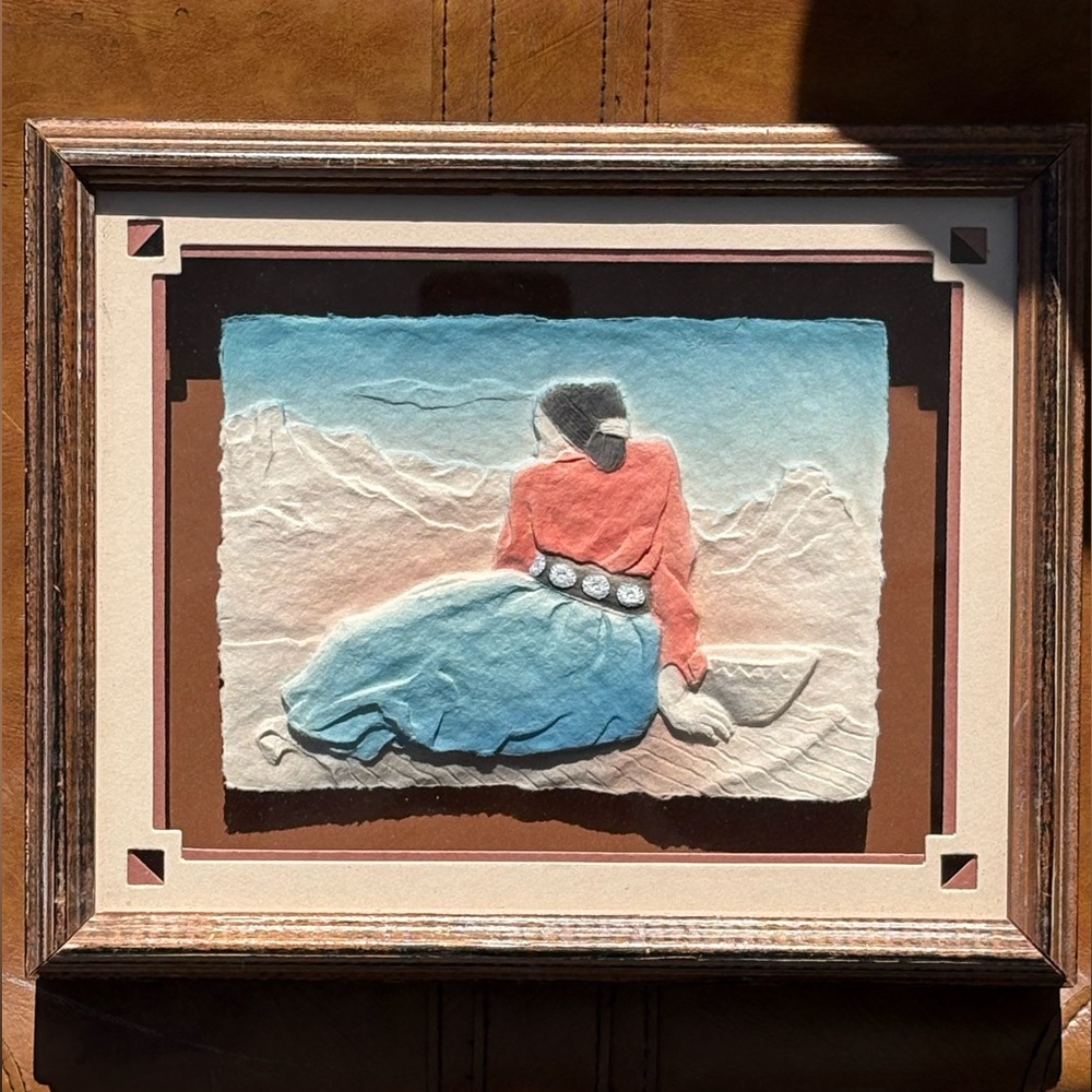 Vintage Paper Hand Cast Paper Frame Art
